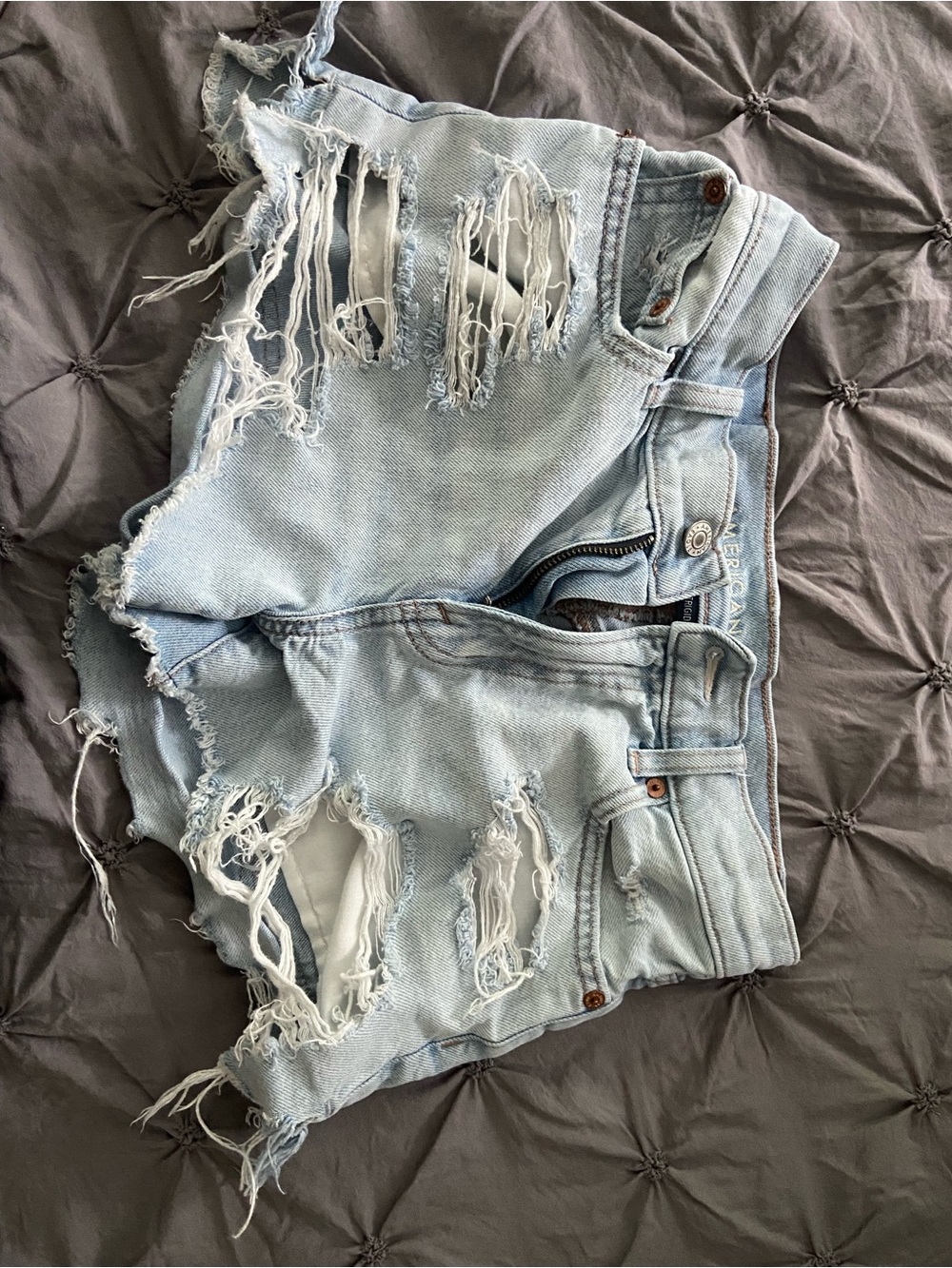 American Eagle Outfitters Light Blue Distressed Denim Cutoff Shorts